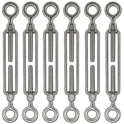Set of 6 M6 Stainless Steel Eye and Turnbuckles for Shade