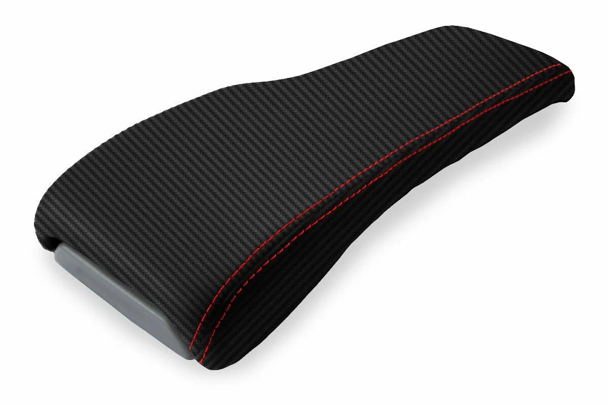 Console Lid Bench Seat Cover for Toyota Tacoma (2001–2004) Carbon Fiber Red Stitch