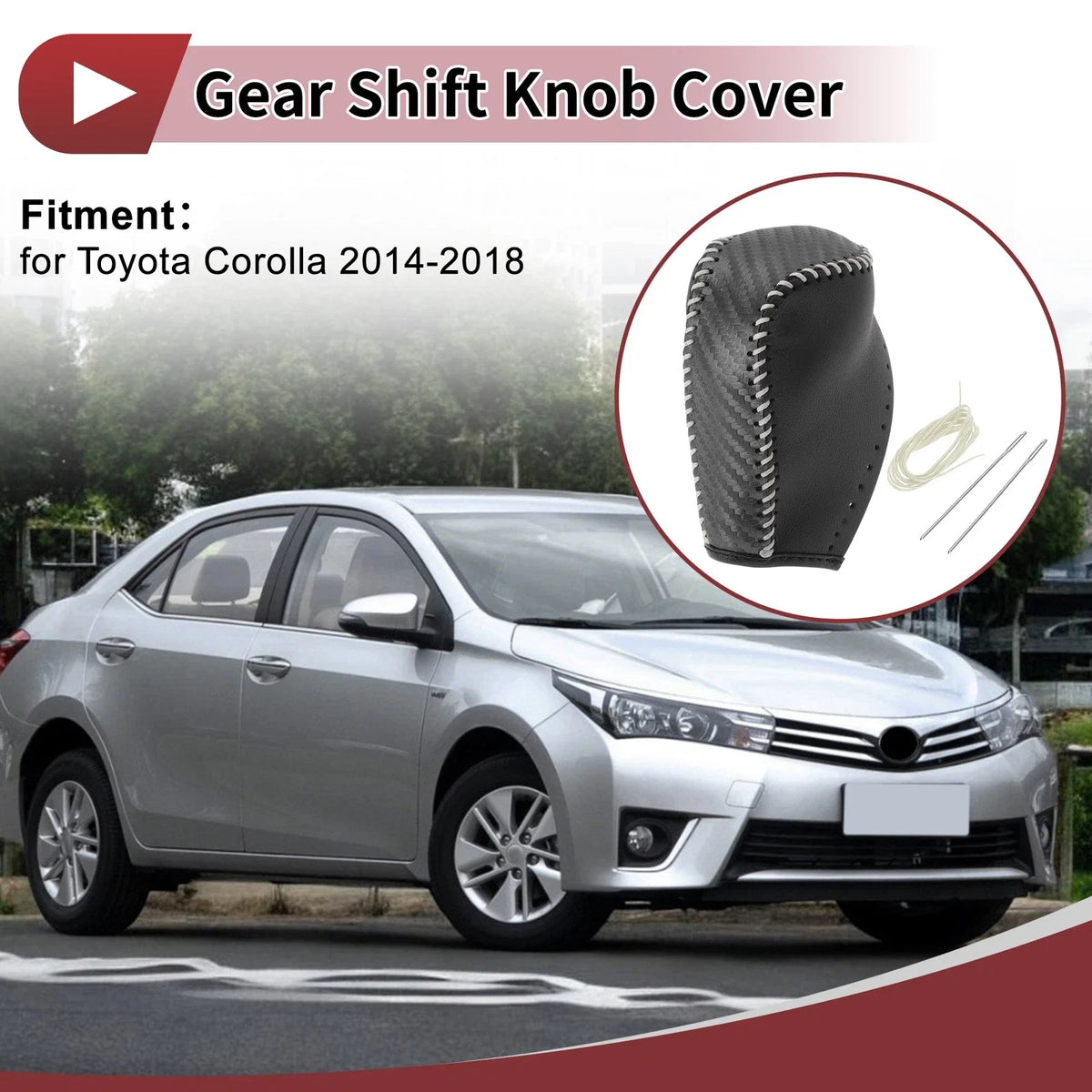 Gear Shift Knob Cover for Toyota Corolla (2014–2018) Beige Faux Leather