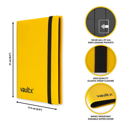4 Pocket Standard Strap Binder for Vault X (Holds 160 6.8cm x 9.7cm) Yellow
