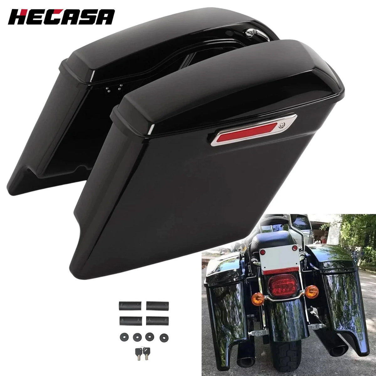 5" Stretched Extended Saddle Bags for Harley Davidson Touring Road Glide (1993–2013)