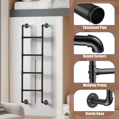 4FT Wall Mounted Black Metal Bunk Bed Ladder for RV (No Part Numbers)
