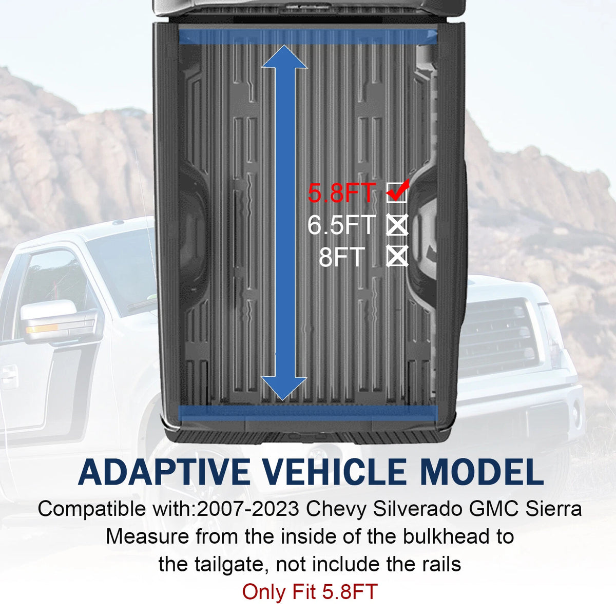 Roll Up Tonneau Cover for Chevy Silverado GMC Sierra 5.8FT (2007–2023) H068