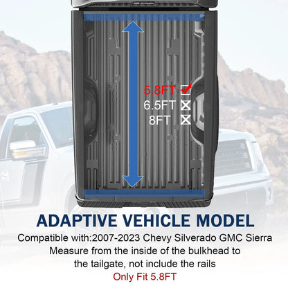 Roll Up Tonneau Cover for Chevy Silverado GMC Sierra 5.8FT (2007–2023) H068