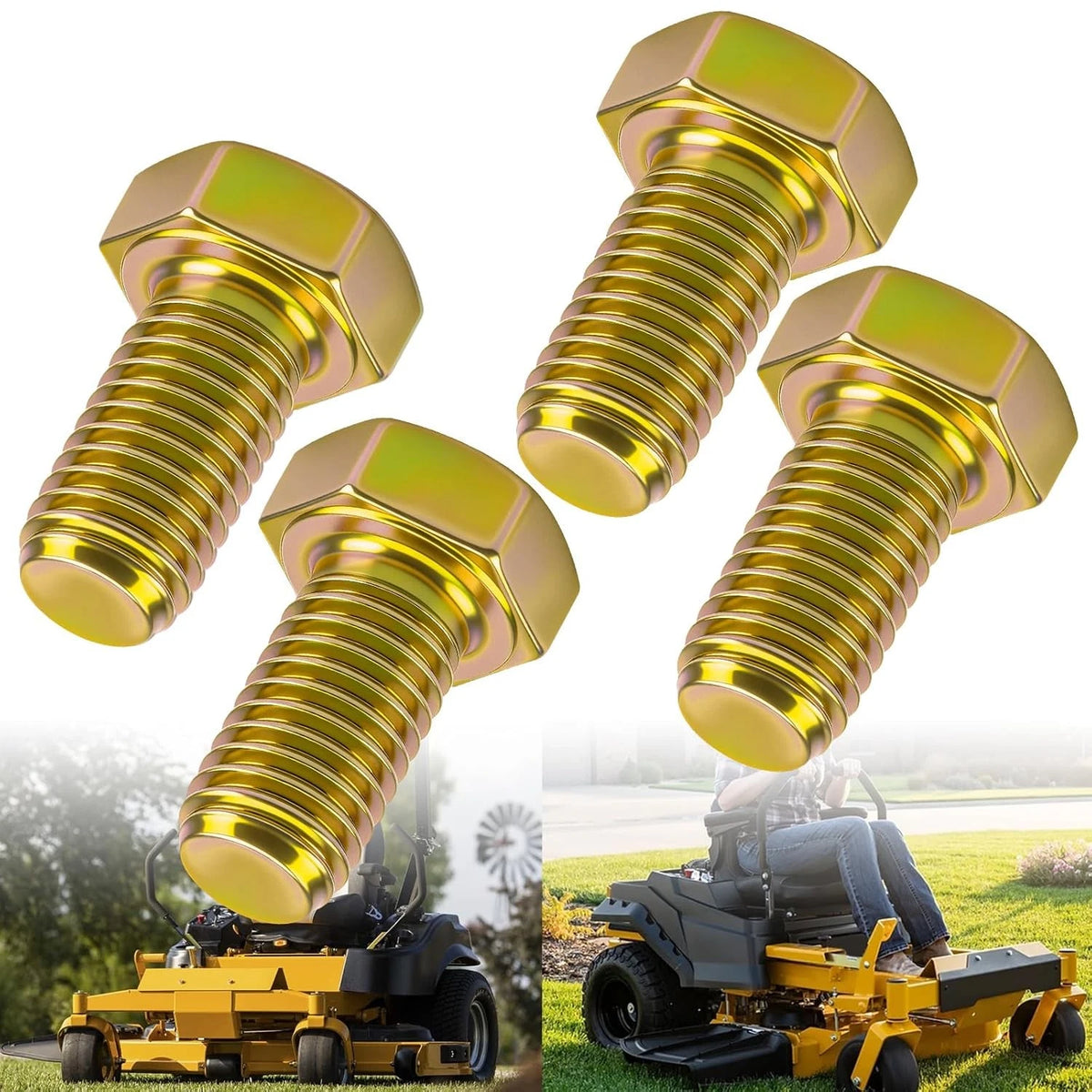 4 Pack Mower Blade Bolt for Hustler Mowers (Grade 8)
