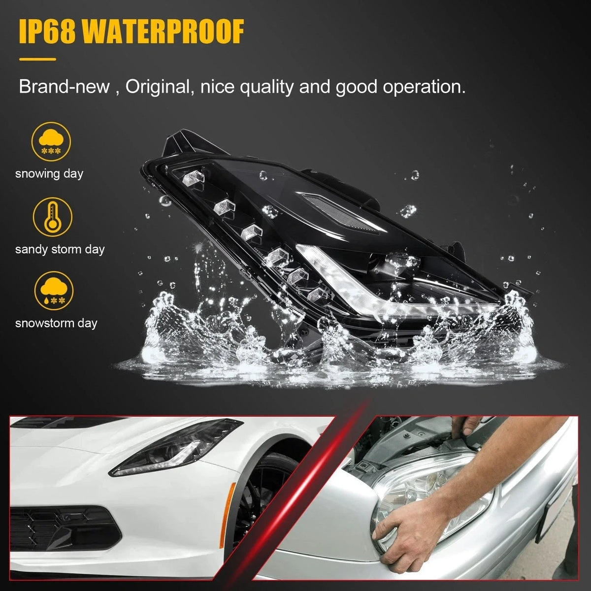 HID Xenon LED Headlights Assembly for Chevy Corvette C7 (2014–2019)