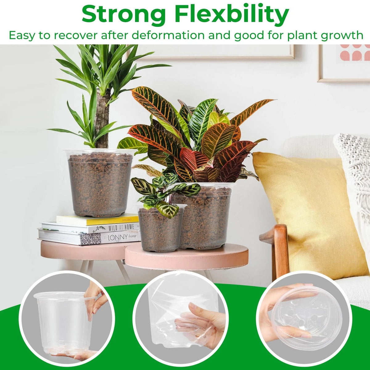 50 Pack Clear Nursery Pots for Various Plants (3/4/5/6/7 Inch)