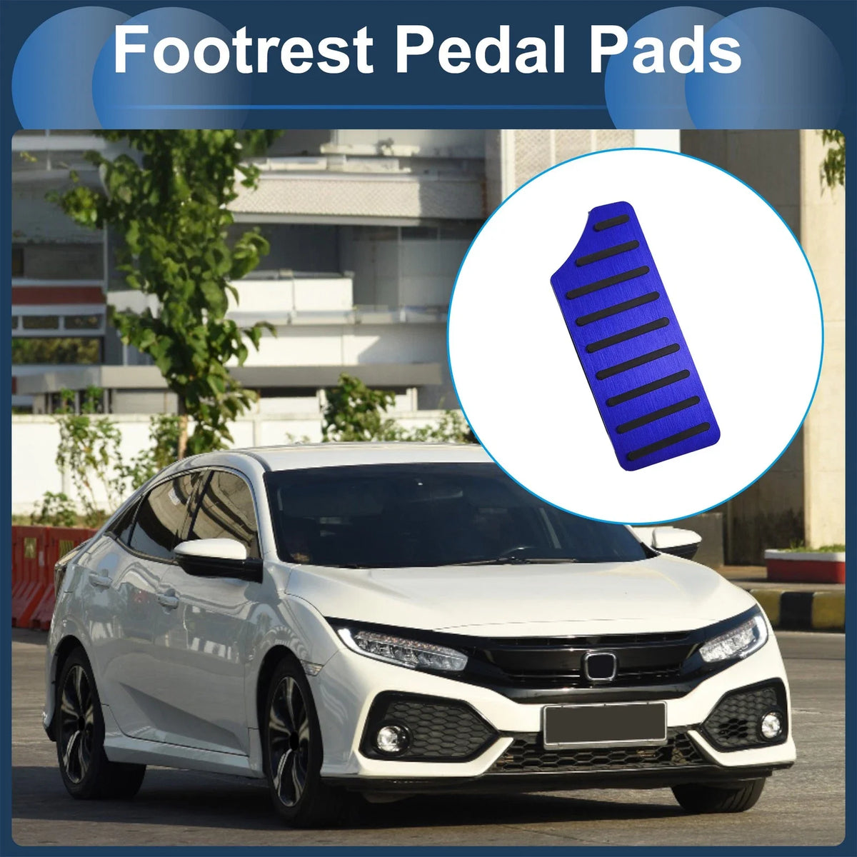Footrest Pedal Cover for Honda Civic (2016–2024) Aluminum Alloy Blue