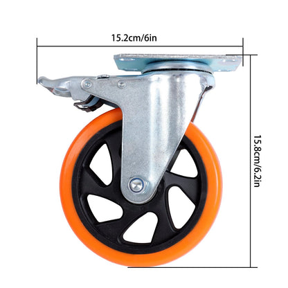 Set of 4 Heavy Duty 5 Inch Swivel Caster Wheels with Dual Locking