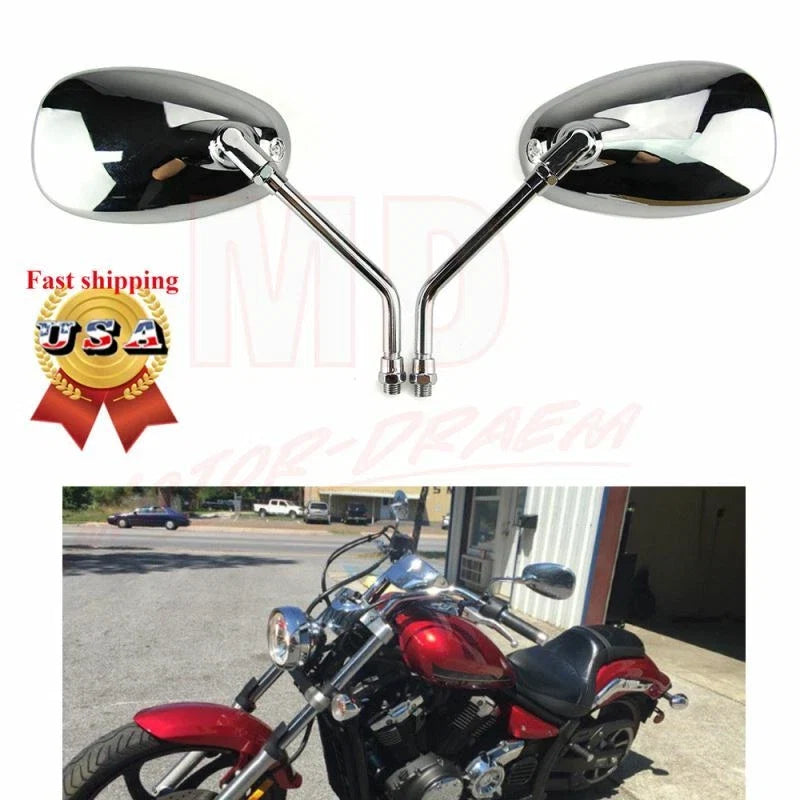 Long Stem Rear View Mirrors for Harley, Kawasaki, Suzuki, Aprilia, Honda