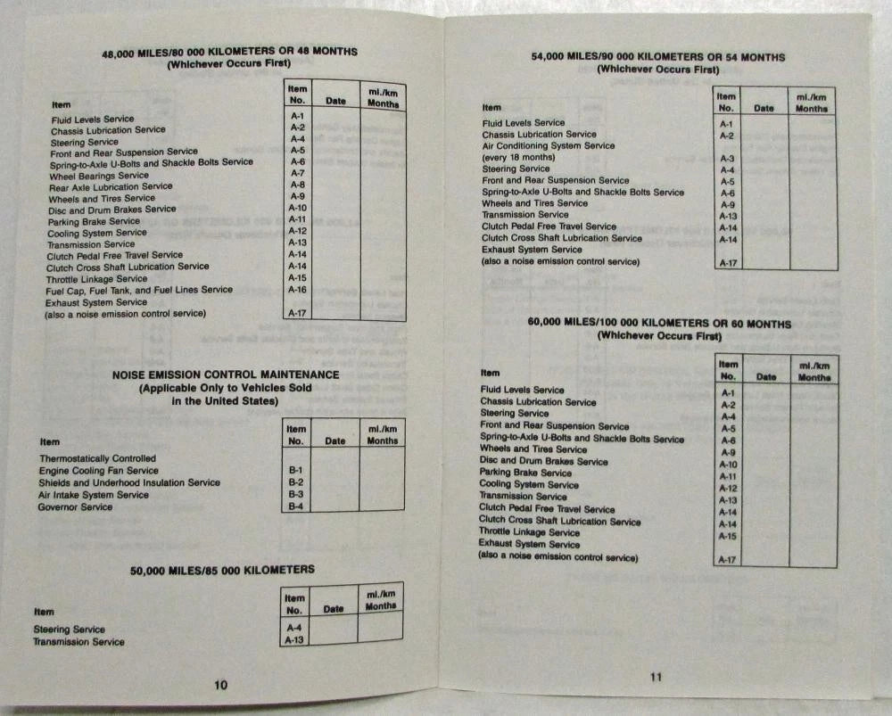 Maintenance Schedule Booklet for GMC Heavy Duty Truck (1986)