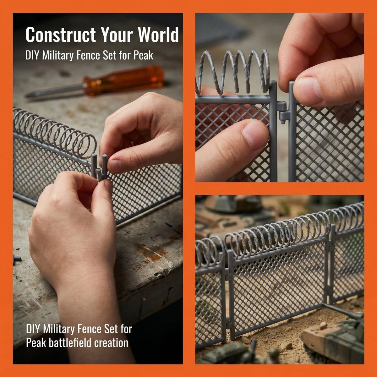 Military Toy Fence Set for Kids Model DIY Assembly