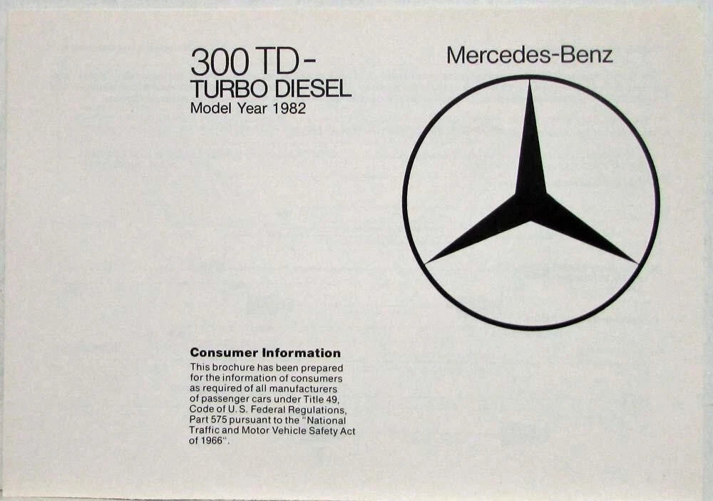 Consumer Information Brochure for Mercedes-Benz 300TD (1982)