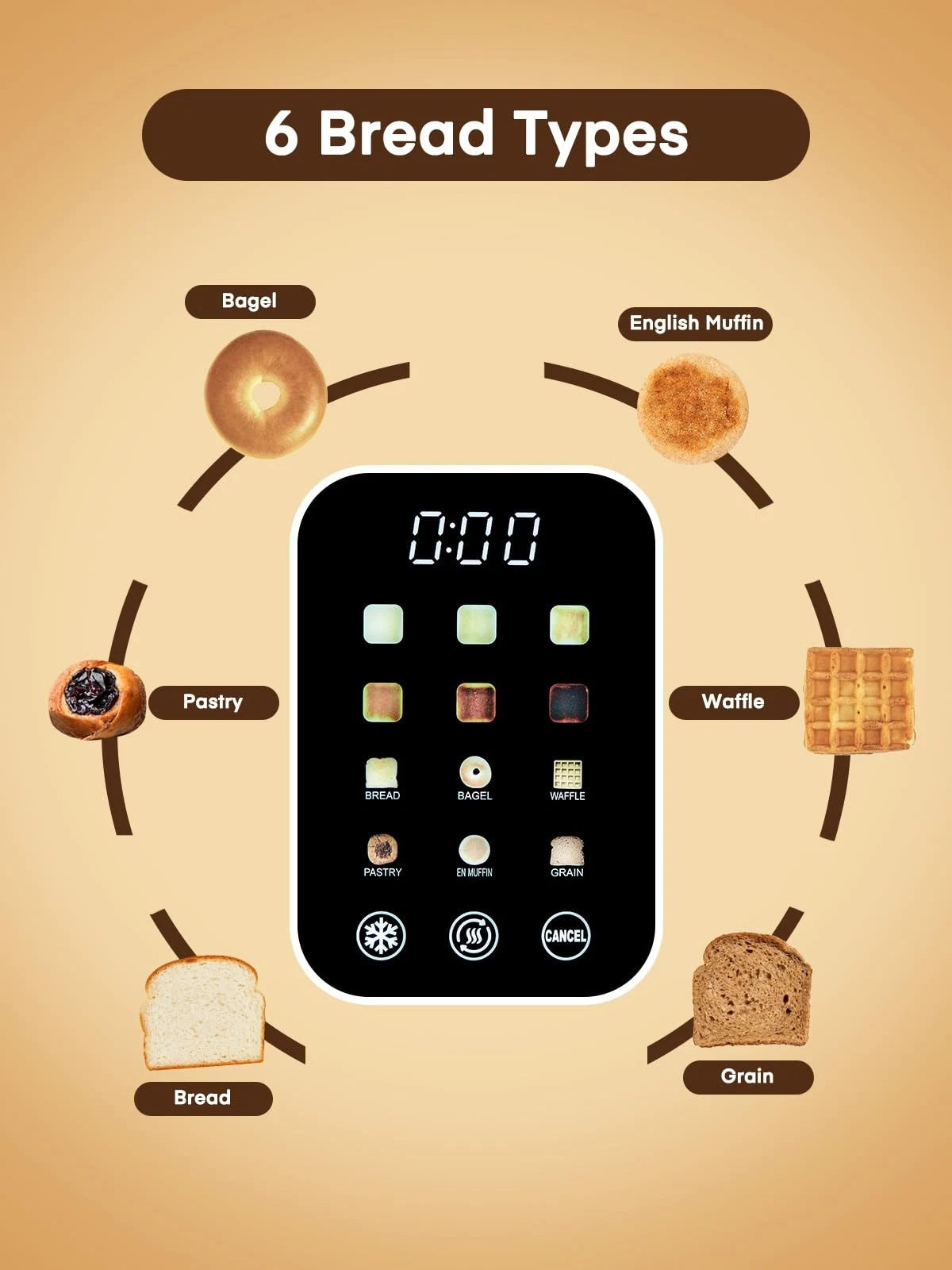 4 Slice Toaster for Touch Screen Control (Long Extra Wide Slots)
