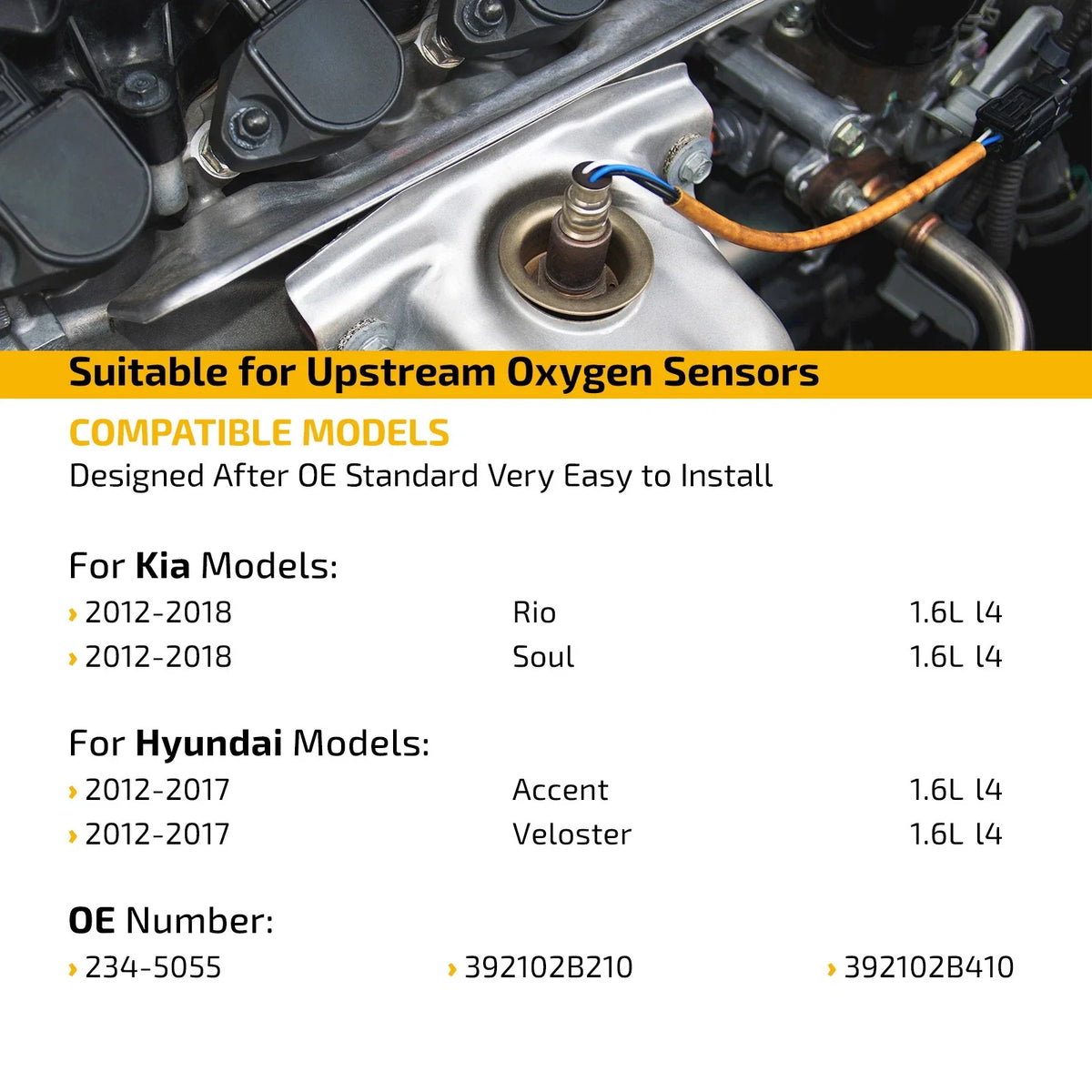Upstream O2 Sensor for Kia Rio 2012–2018, Hyundai Veloster 2012–2017