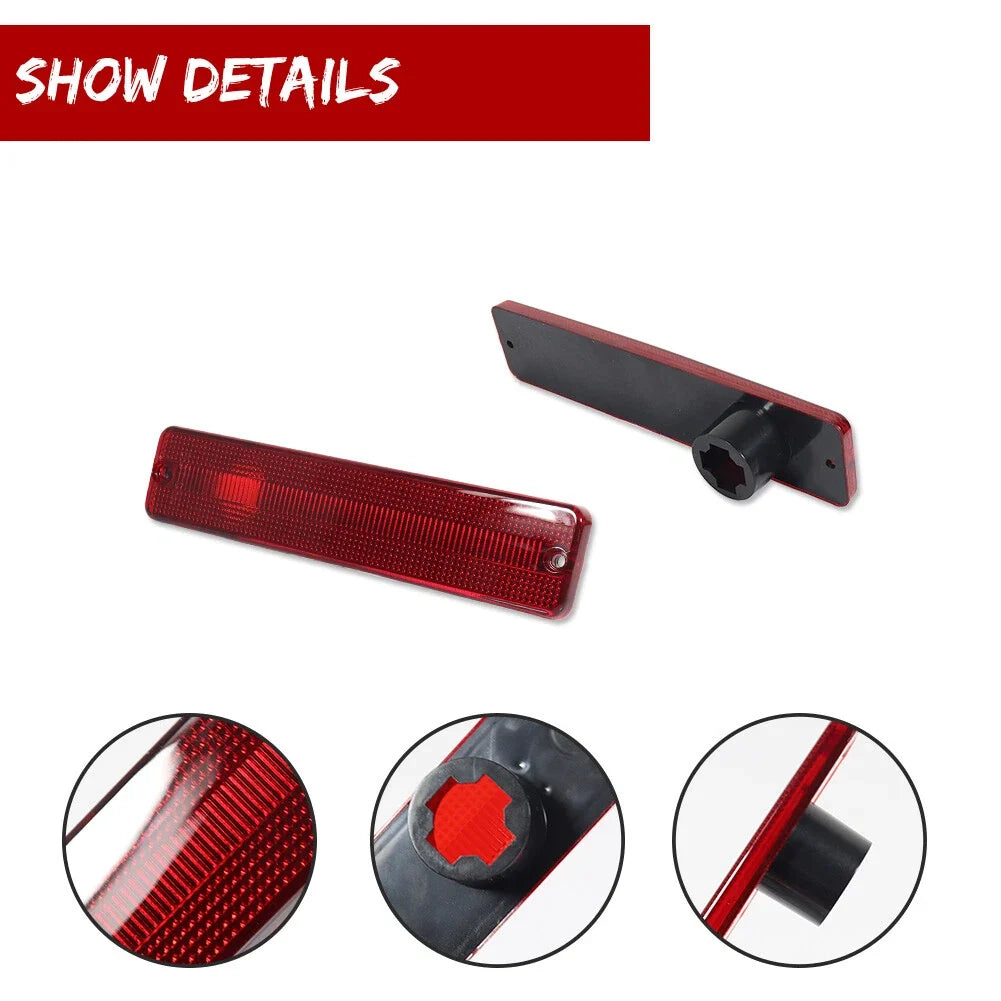 Set of 2 Red Lens Rear Side Marker Light Covers for Jeep J Series