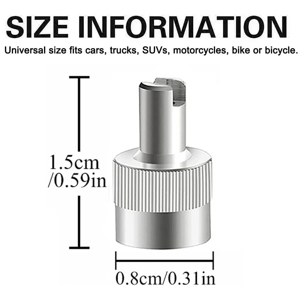 2X Schrader Silver Metal Tire Valve Cap Seal Stem Core Remover Tool