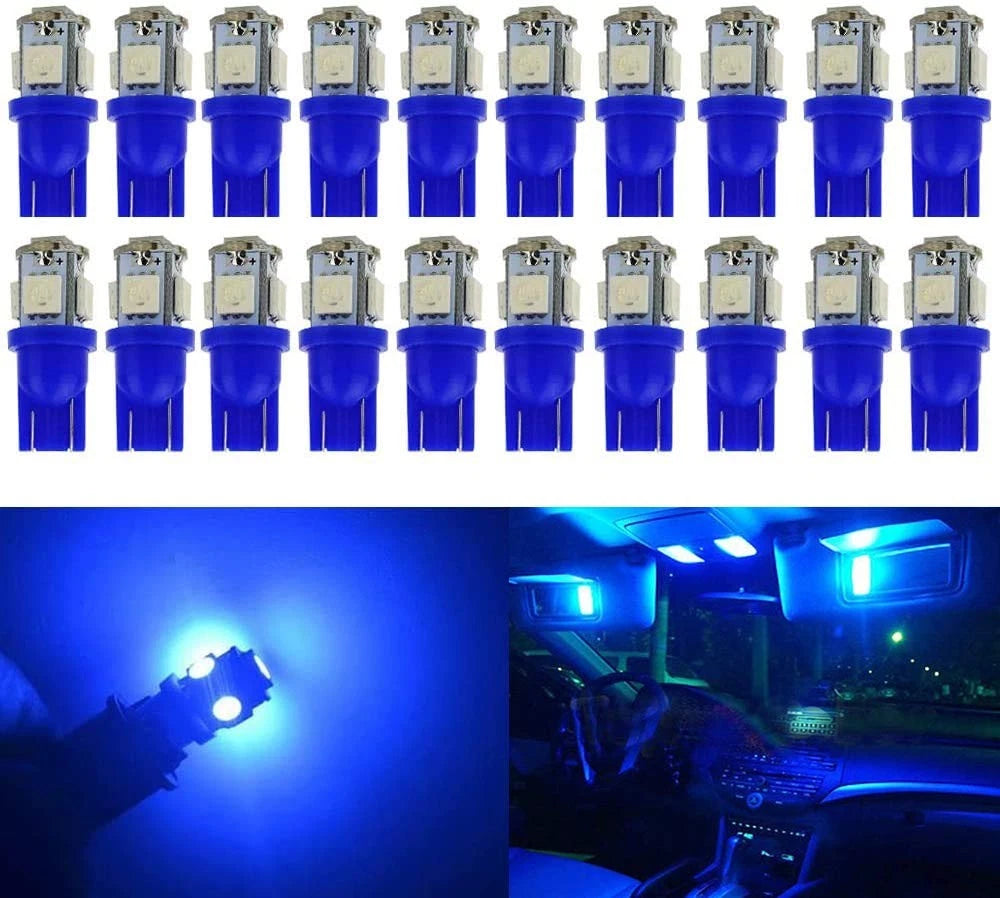 20-Pack Blue 12V LED Bulbs for Car Interior, Map, Dome, License Plate Lights