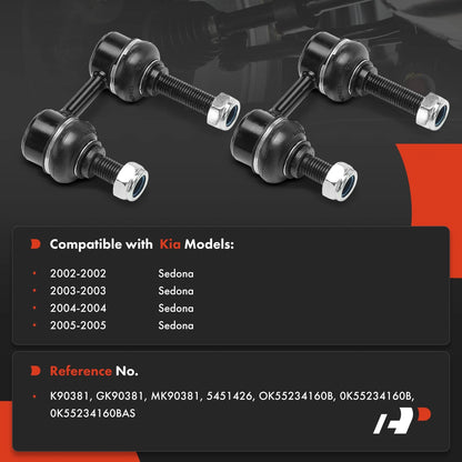 2X Front Side Sway Bar Link for Kia Sedona (2002–2005) OK55234160B, K90381