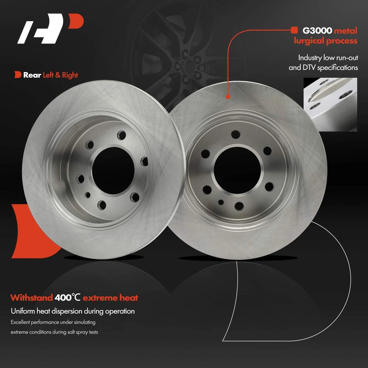 Rear Disc Brake Rotors & Ceramic Pads for Mercedes Sprinter 2500 (2010–2018)