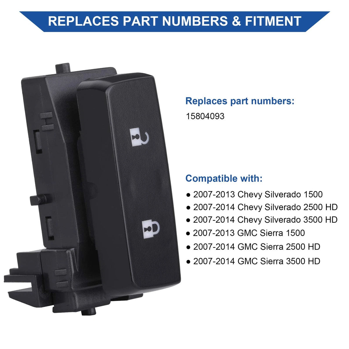 Power Window Control Switch Button for Front Driver Side Door (2010–2020)