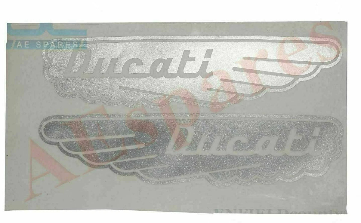 Pair of Silver Fuel Tank Stickers for Ducati