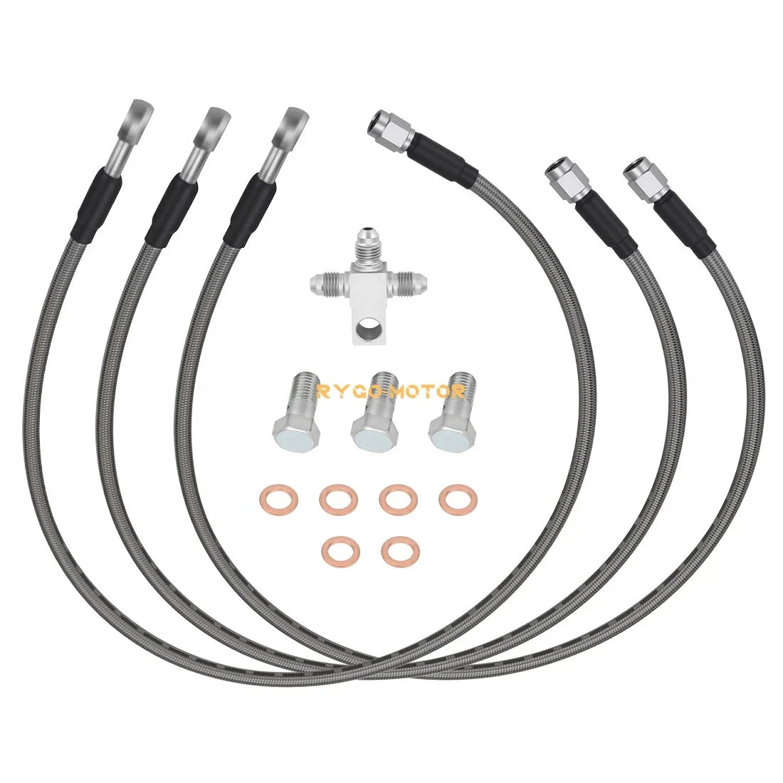 3X Stainless Braided Brake Lines Kit for Suzuki Quadsport Z400 (2003–2008)