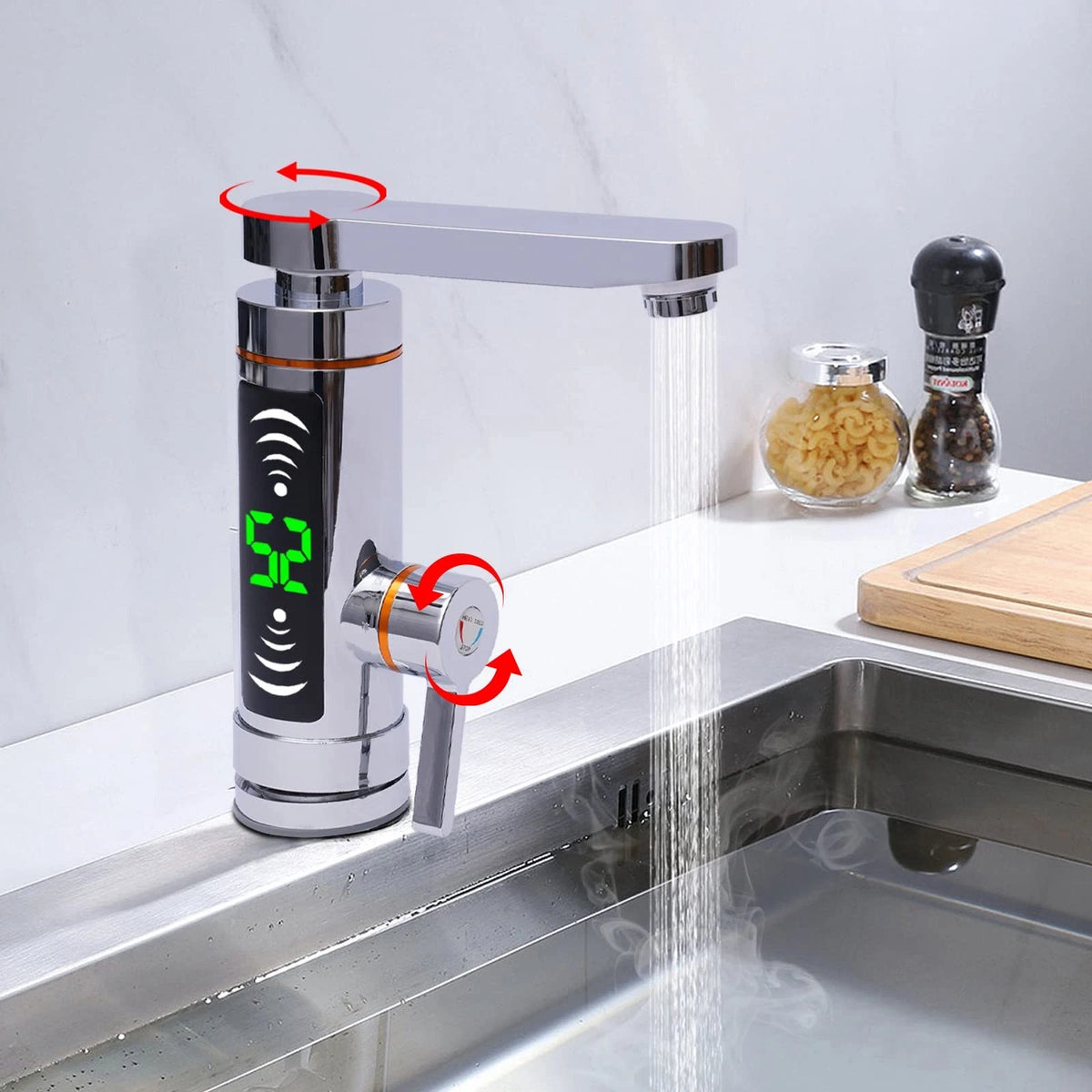 3000W Electric Hot Water Heater Faucet for Kitchen Bathroom Tap
