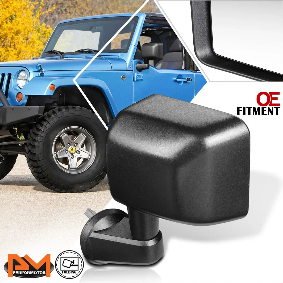 OE Style Manual Adjust Side View Door Mirror Left for Jeep Wrangler JK (2007–2018)