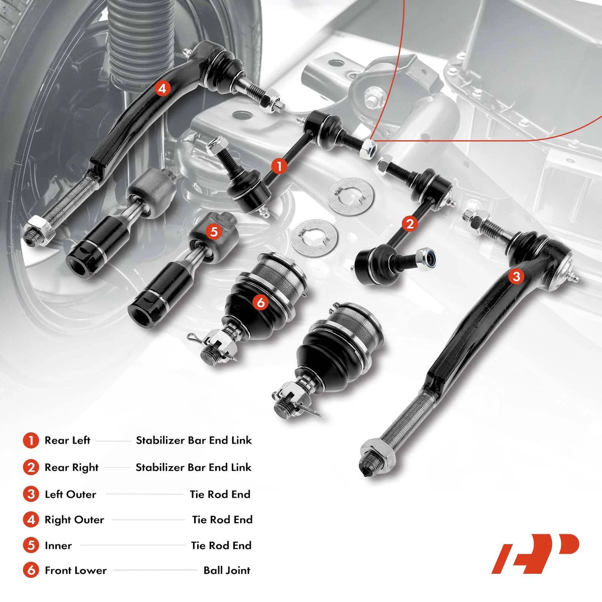 Set of 8 Front Lower Ball Joints Sway Bar Links for Buick Rainier (2004–2007)