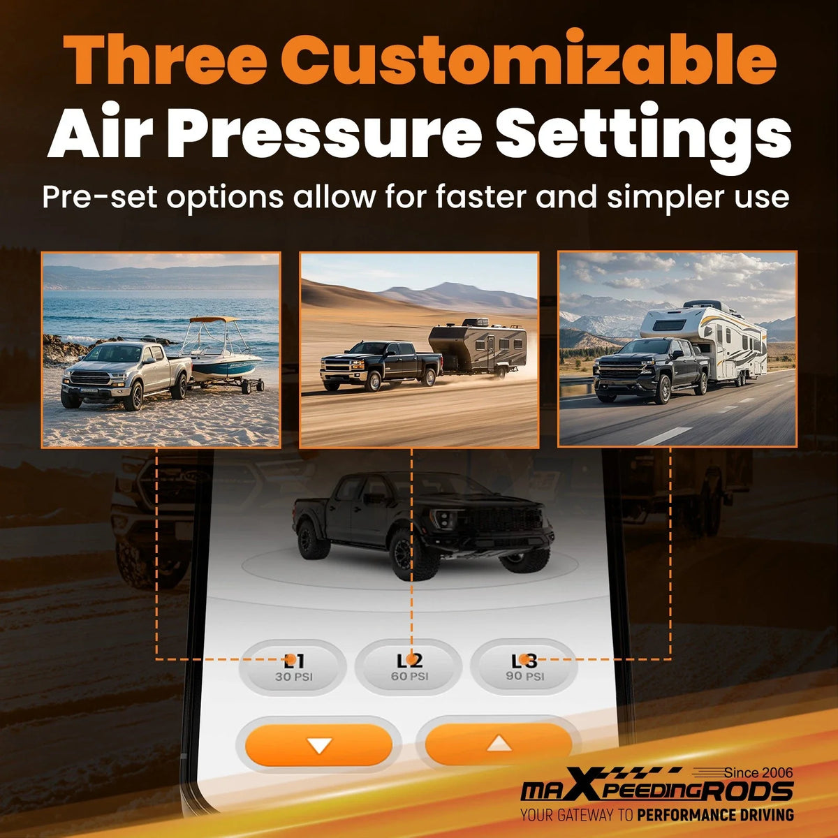 Set of 4 Air Springs + Wireless Air Controller for Chevy El Camino (1973–1977)