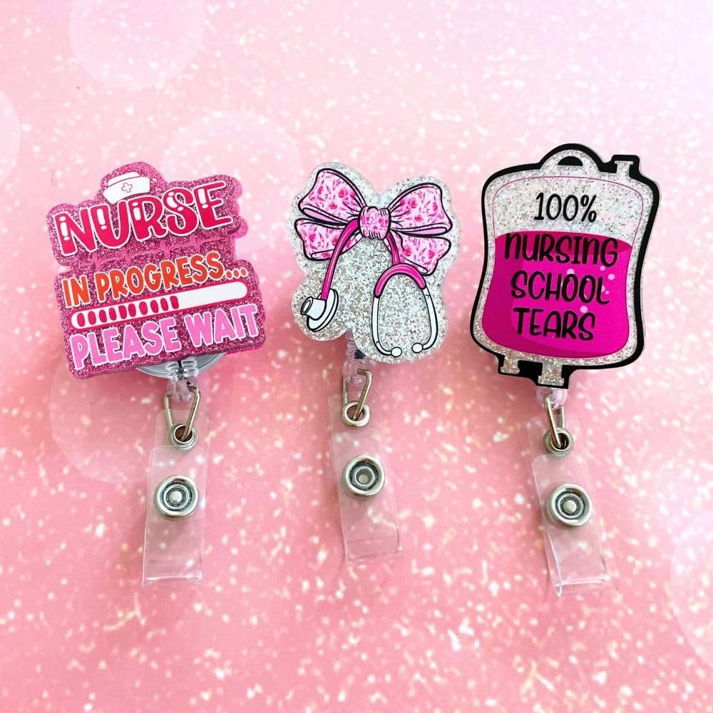 3X Badge Reels Set for Nursing School ID Holder