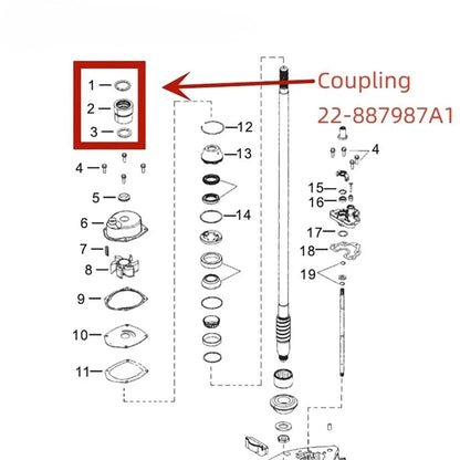 Water Pump Coupling for Mercury 135-300 (22-887987A 1)