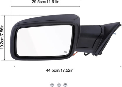 Driver Side Mirror for Dodge Ram 1500 (2013–2019) - Manual Fold, Heated, Temp Sensor