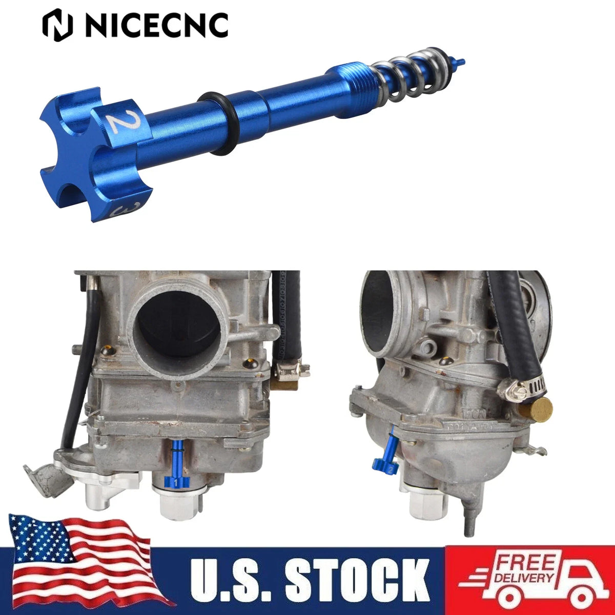 CNC Carb Air Fuel Mixture Screw Adjuster for Kawasaki KX450F KX250F (2006–2008)