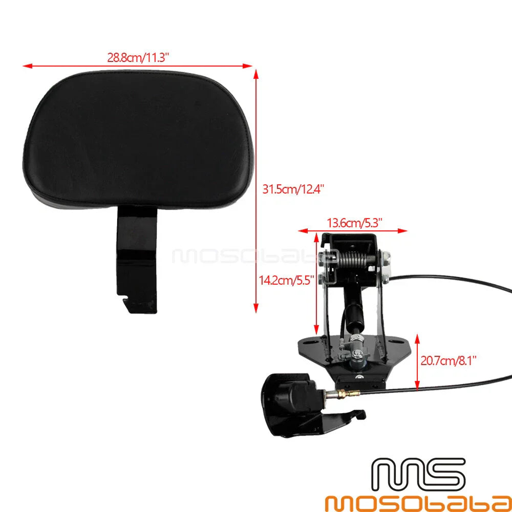 Soft Driver Rider Backrest Pad Mount Kit for 2009-2021 Harley Roadking FLHR FLHX SE