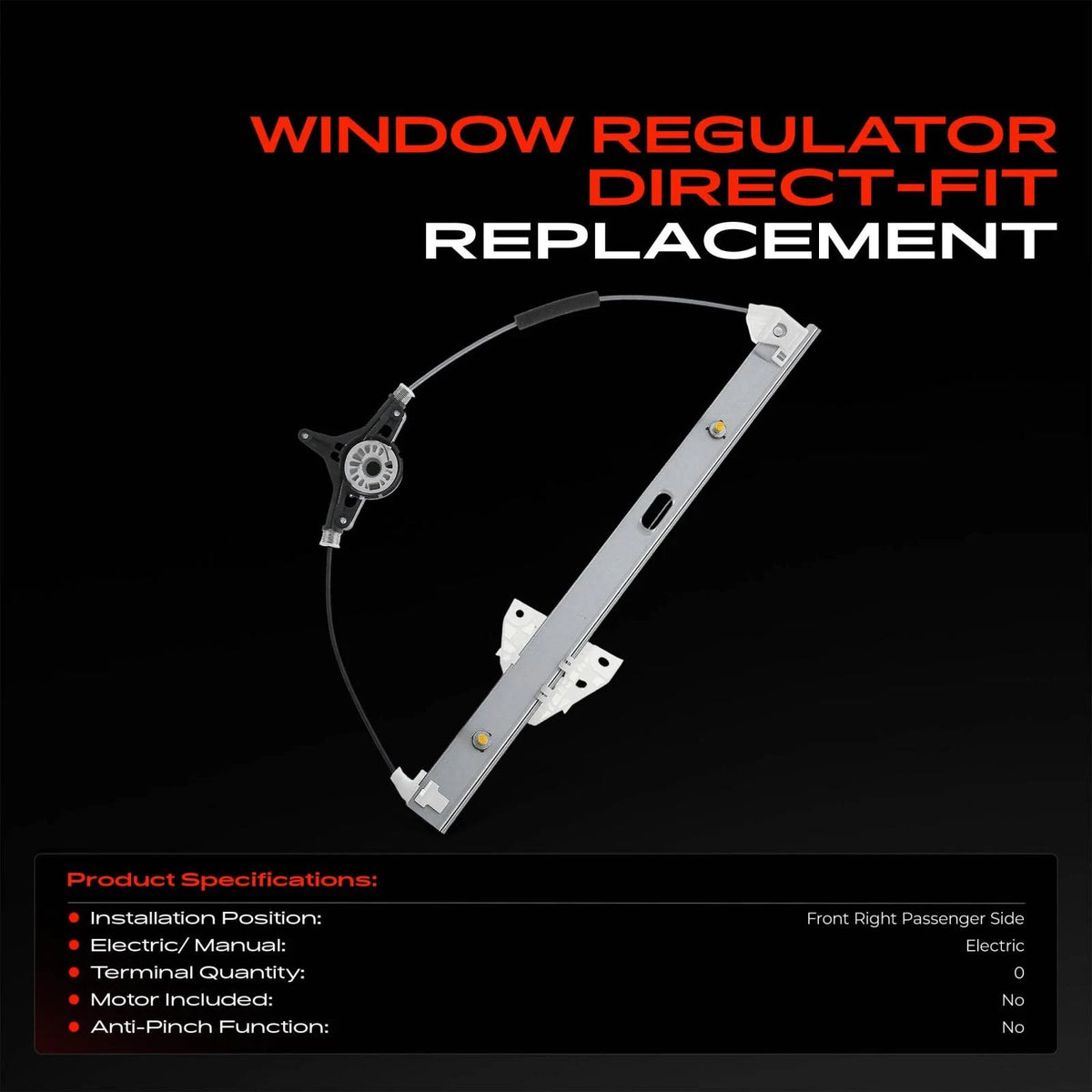Front Passenger Side Power Window Regulator for Mazda 3 (2010–2013) - BBM4-58-590, BBM4-58-590A, BBM4-58-590B, BBM4-58-590C, 752-496, 752496, 670331G, MA1351122