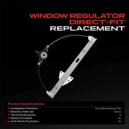 Front Passenger Side Power Window Regulator for Mazda 3 (2010–2013) - BBM4-58-590, BBM4-58-590A, BBM4-58-590B, BBM4-58-590C, 752-496, 752496, 670331G, MA1351122