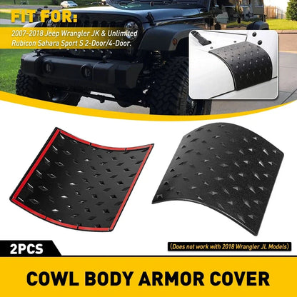 Set of 2 Side Plate Cowl Covers for Jeep Wrangler JK (2007–2018)