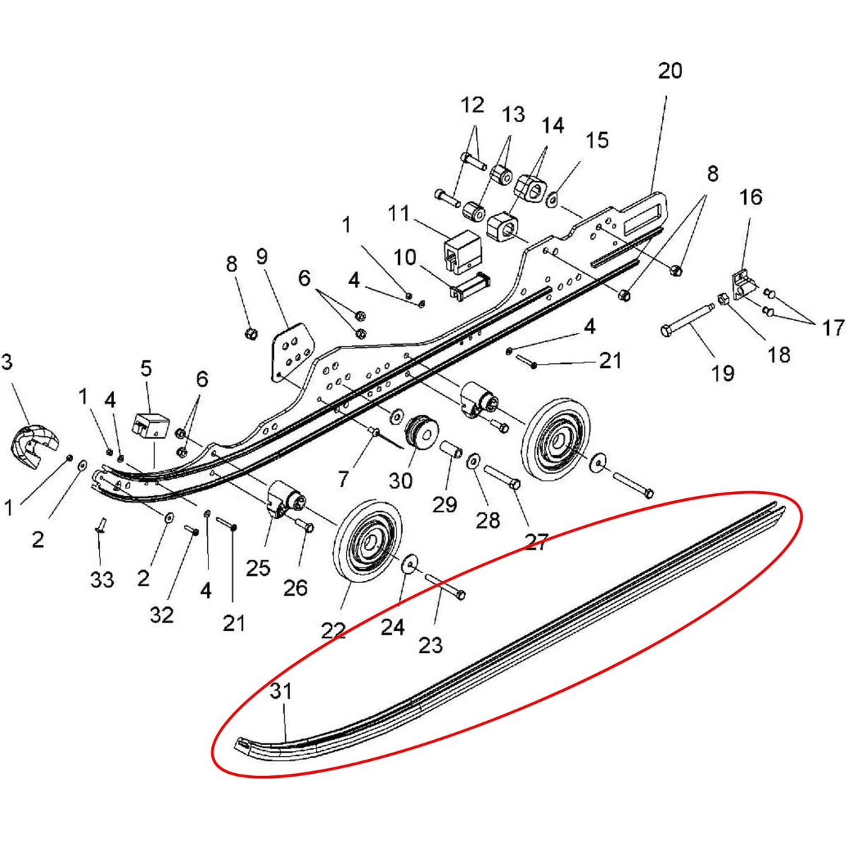 Pack of 2 Snowmobile Slides for Polaris (5521571x2)
