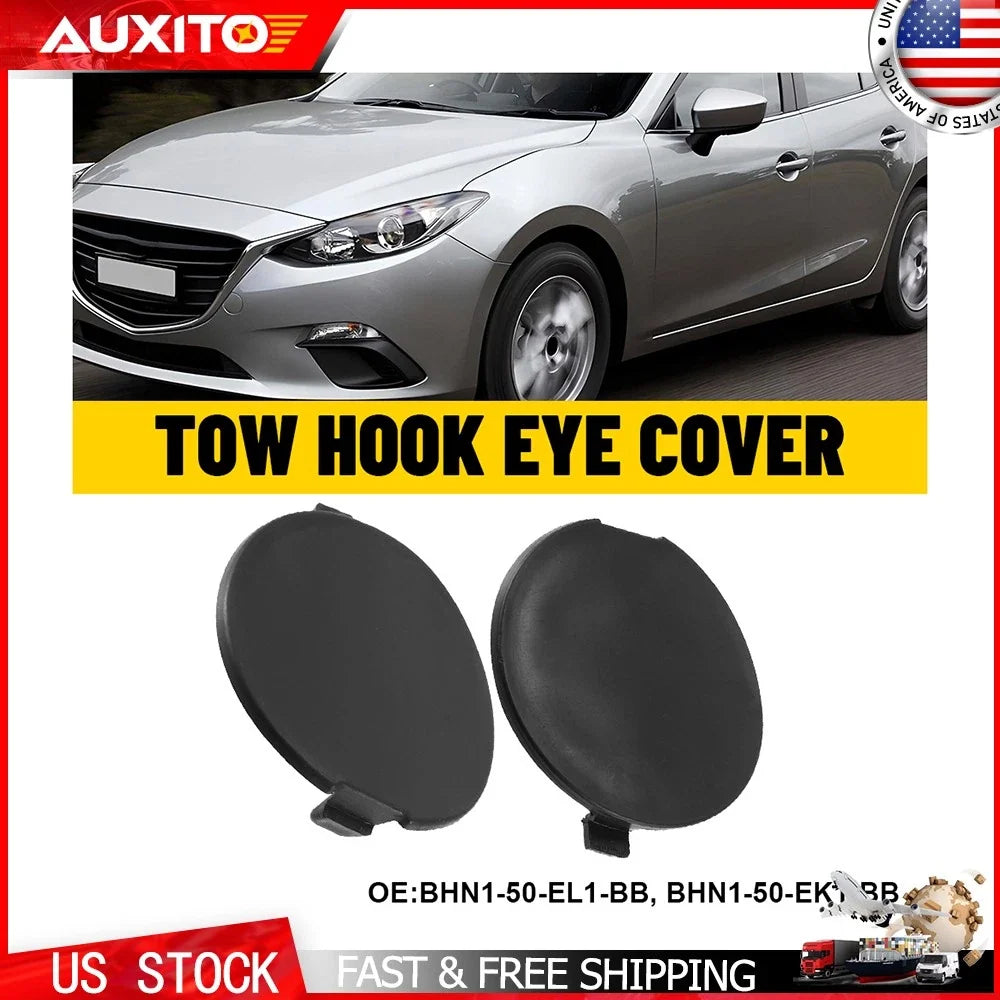 Set of 2 Rear Bumper Tow Hook Cover Caps for Mazda 3 (2014–2018)