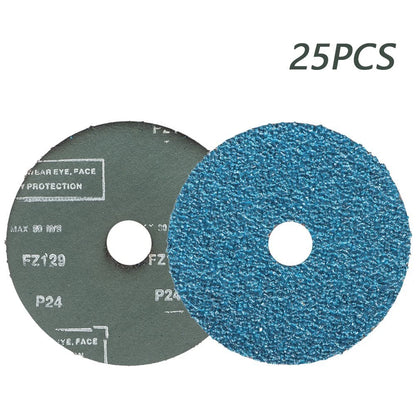 25 Pack 5" x 7/8" 24 Grit Zirconia Resin Fiber Sanding Discs for Automotive