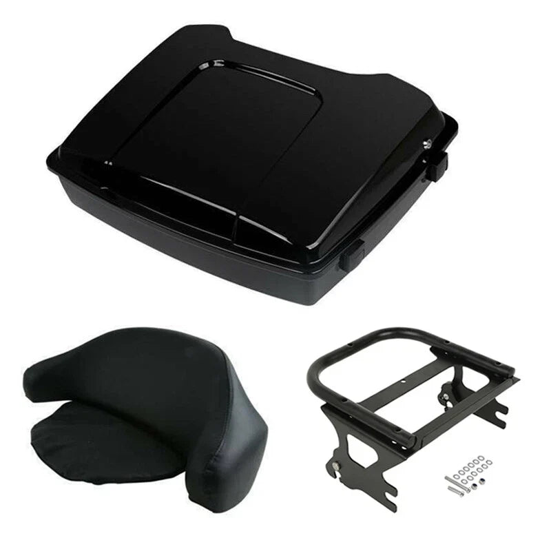 Black Razor Trunk Backrest Mount Rack for Harley Touring Road King (1997–2008)