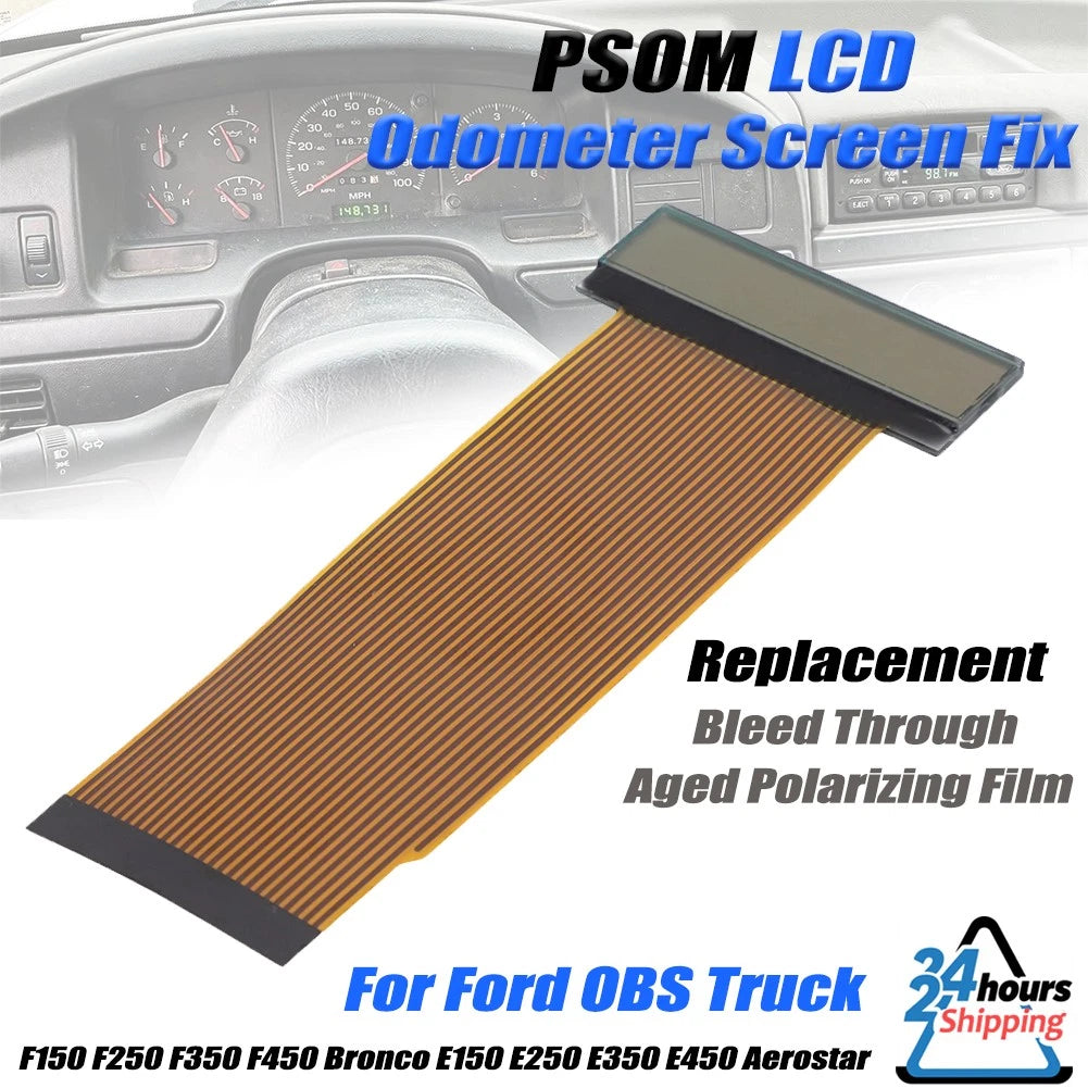 PSOM LCD Odometer Screen Fix for Ford F150 F250 F350 F450 Bronco (1992–1996)