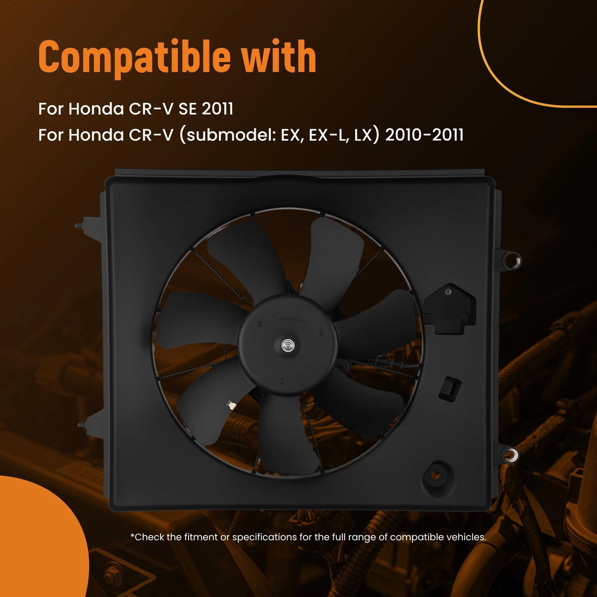 Condenser Cooling Fan Assembly for Honda CR-V (2010–2011) 38615REZA01, 38616REZA01