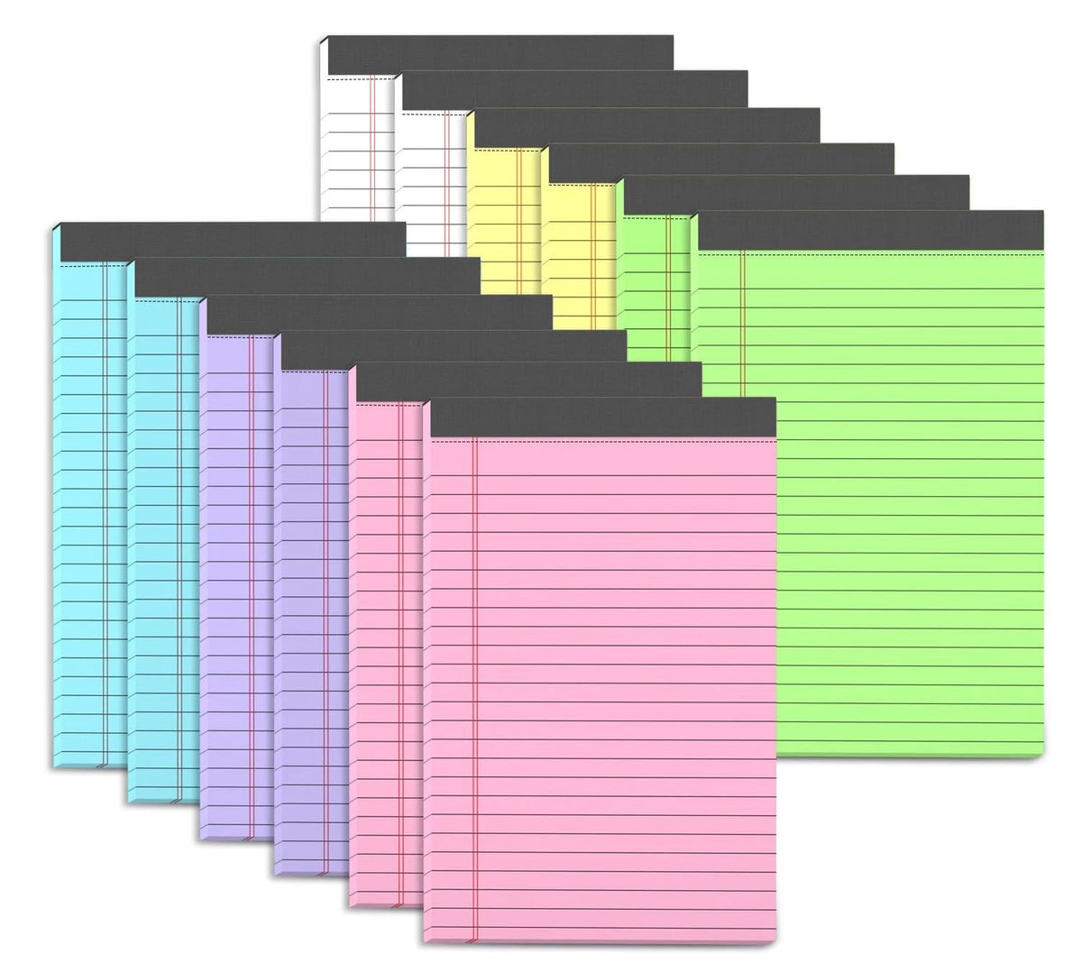 12 Pack Colorful Legal Pads 5x8 Inch for Note Taking