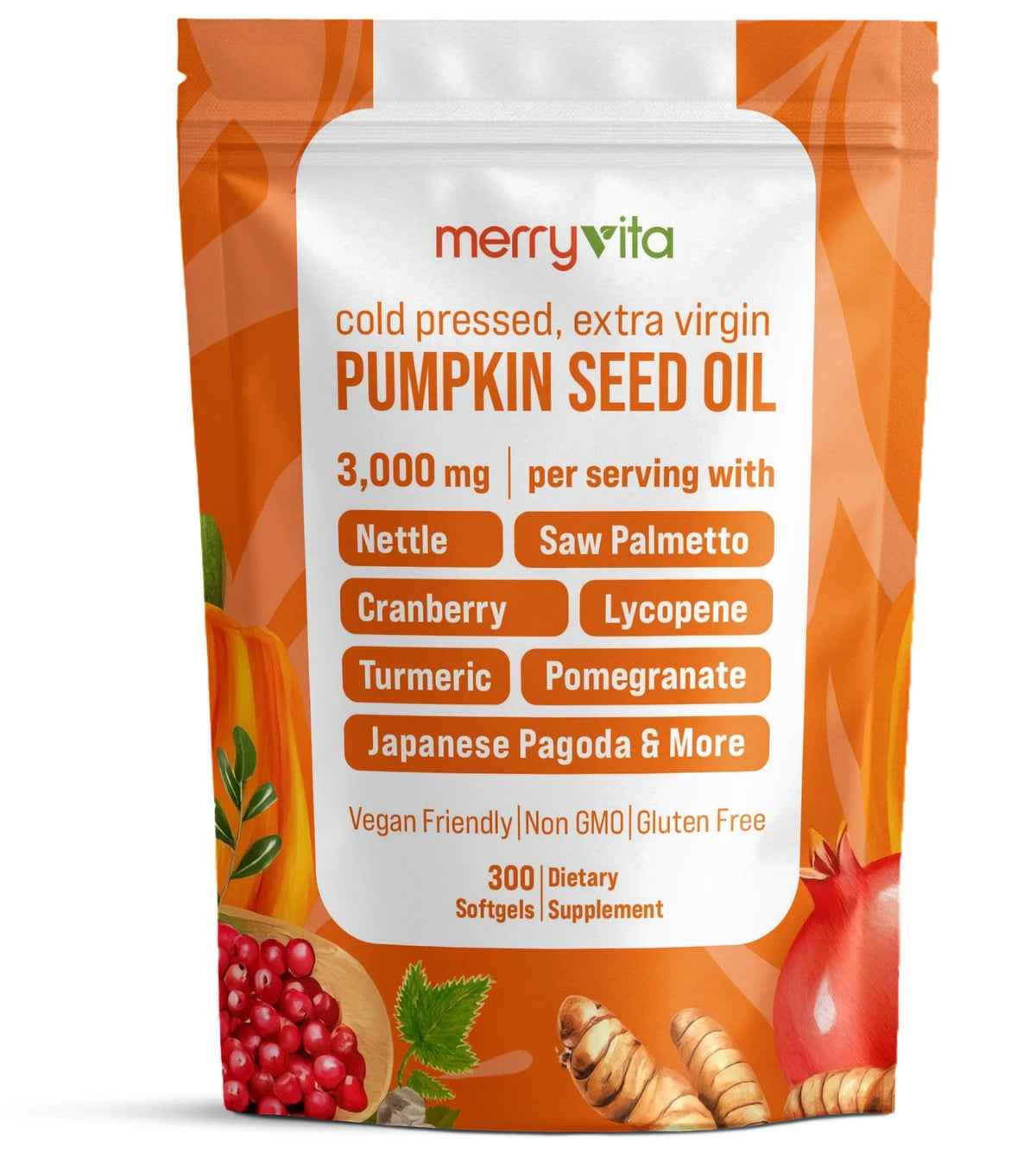 Pumpkin Seed Oil with Saw Palmetto & Turmeric - 300 Count (Pack of 1)