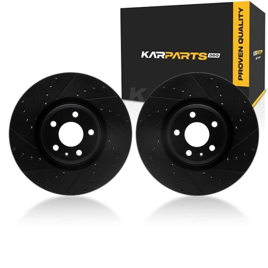 Rotor Set for Audi Q5/S5 (2018–2024) ALX-PAU-DF-8002-73028-CLA2, Black, Drilled and Slotted