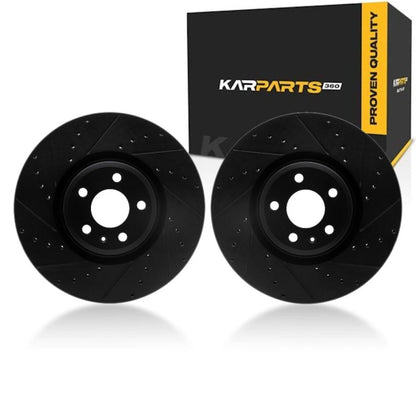 Rotor Set for Audi Q5/S5 (2018–2024) ALX-PAU-DF-8002-73028-CLA2, Black, Drilled and Slotted