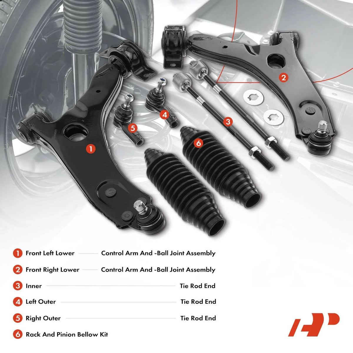 Set of 8 Front Control Arm & Ball Joint Assembly for Ford Focus (2000–2004) YS4Z3280CB, YS4Z3A130AA, YS4Z3A130CB, YS4Z3A130BA, EV419, ES3587, ES3588, K80405, K80406, K9863